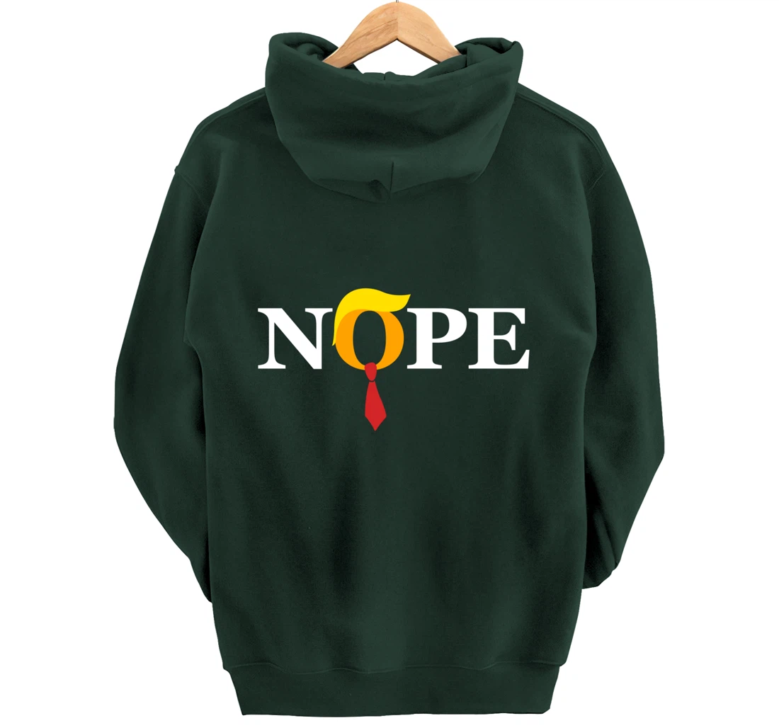 "Nope" Red Tie Trump Wig Orange Face Funny Anti-Trump Gift Pullover Hoodie