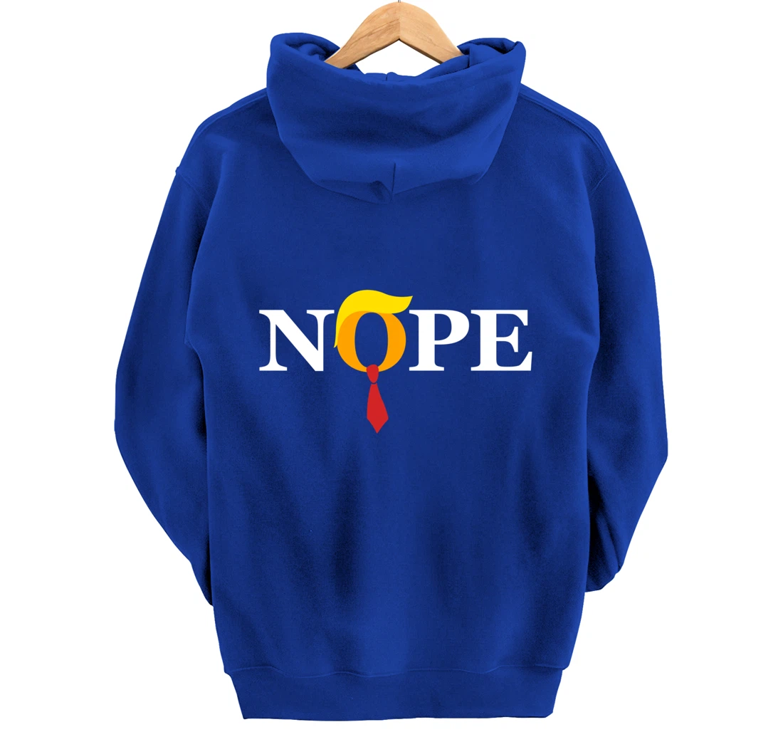 "Nope" Red Tie Trump Wig Orange Face Funny Anti-Trump Gift Pullover Hoodie