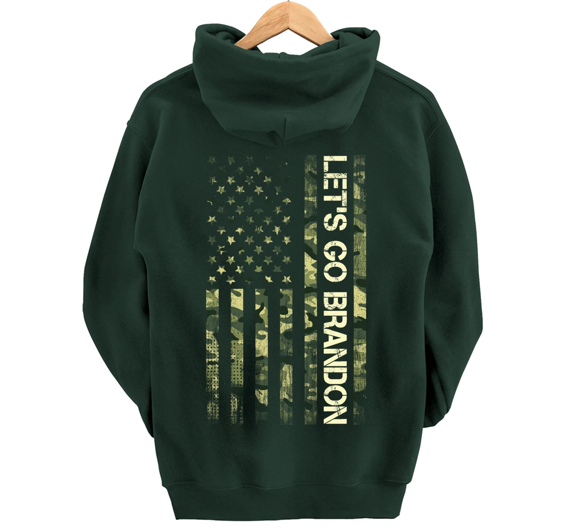Let's Go Branson Camouflage Veteran US Flag Let Go Branson Pullover Hoodie