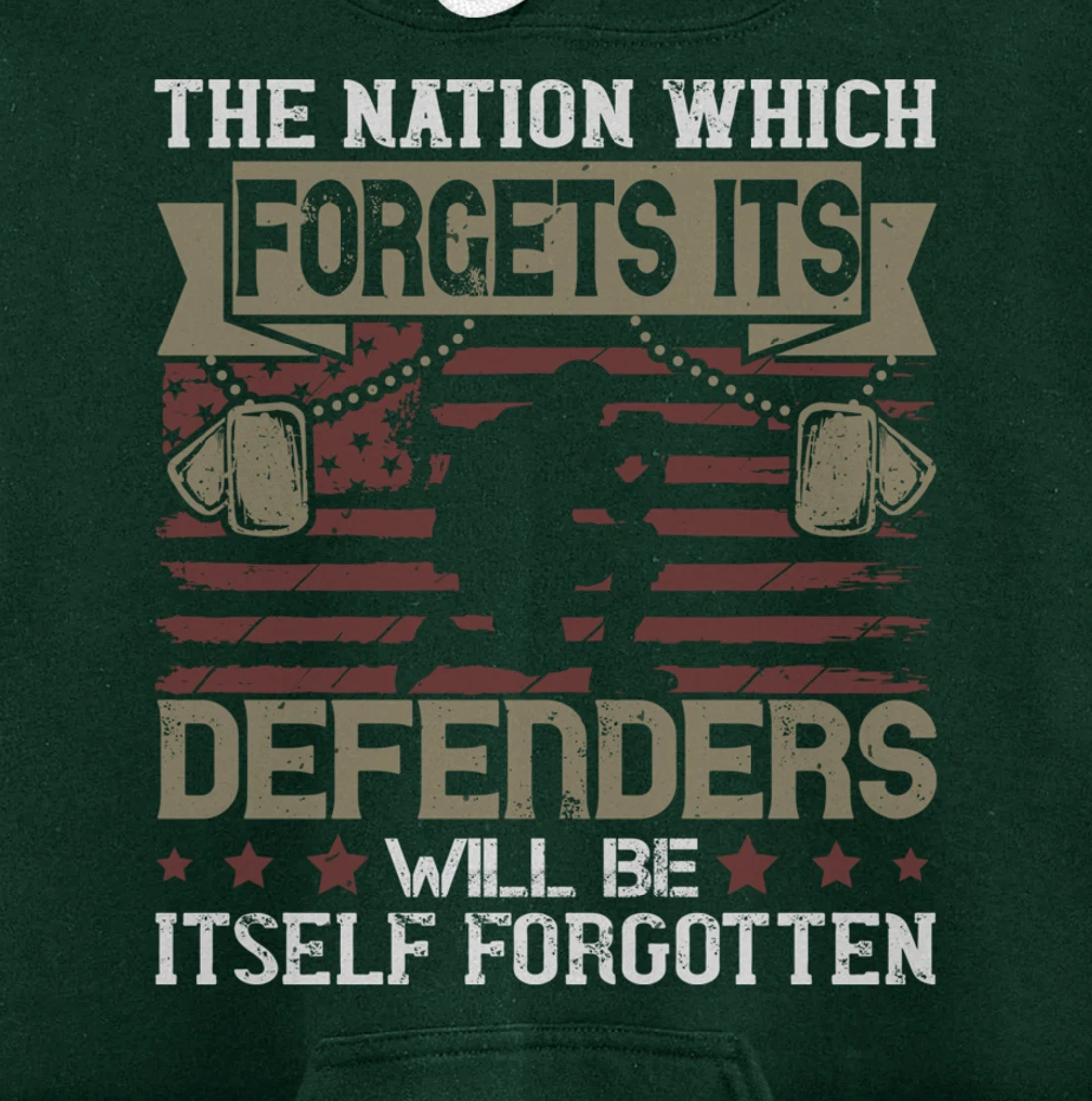 Nation Which Forgets, US Flag, US Military, Veteran's Day Pullover Hoodie