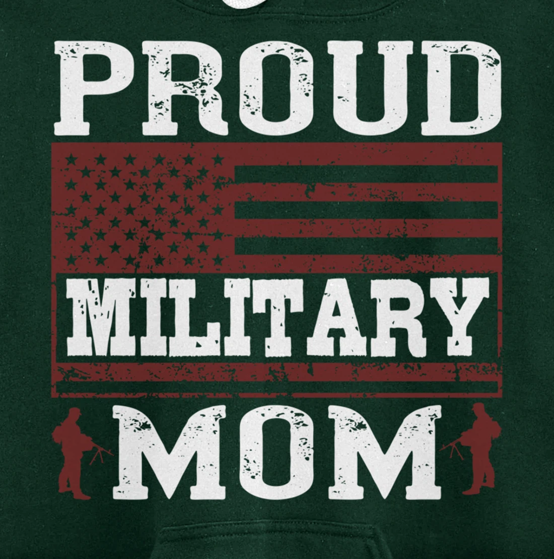 Proud Military Mom, US Flag, US Military, Happy Veterans Day Pullover Hoodie