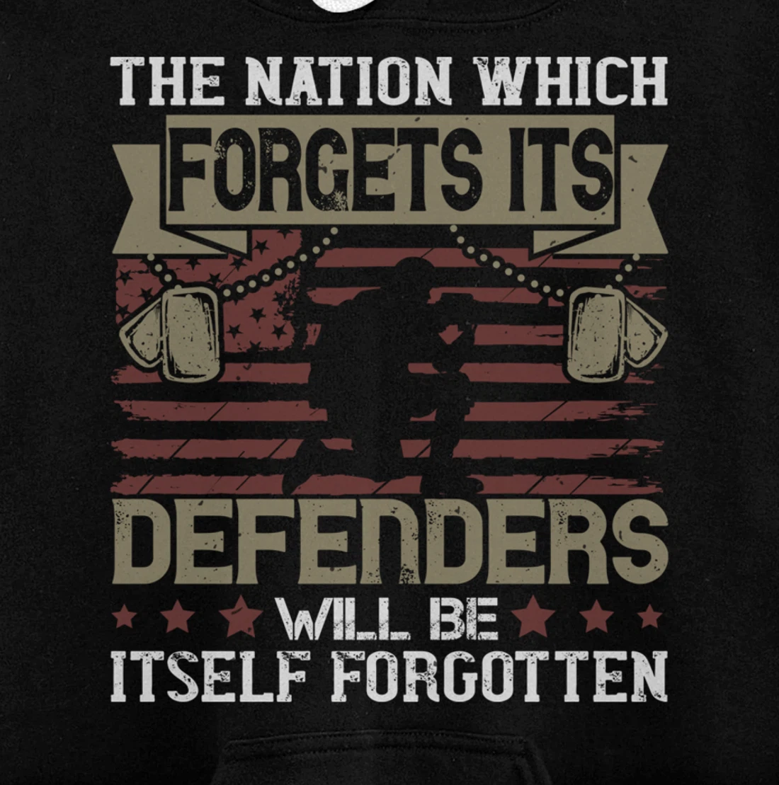 Nation Which Forgets, US Flag, US Military, Veteran's Day Pullover Hoodie