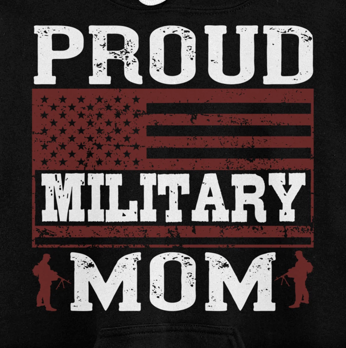 Proud Military Mom, US Flag, US Military, Happy Veterans Day Pullover Hoodie