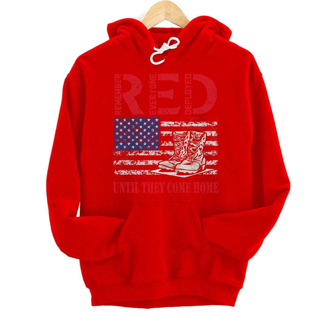 Remember Everyone Deployed RED Friday Veteran Retro USA Flag Pullover Hoodie