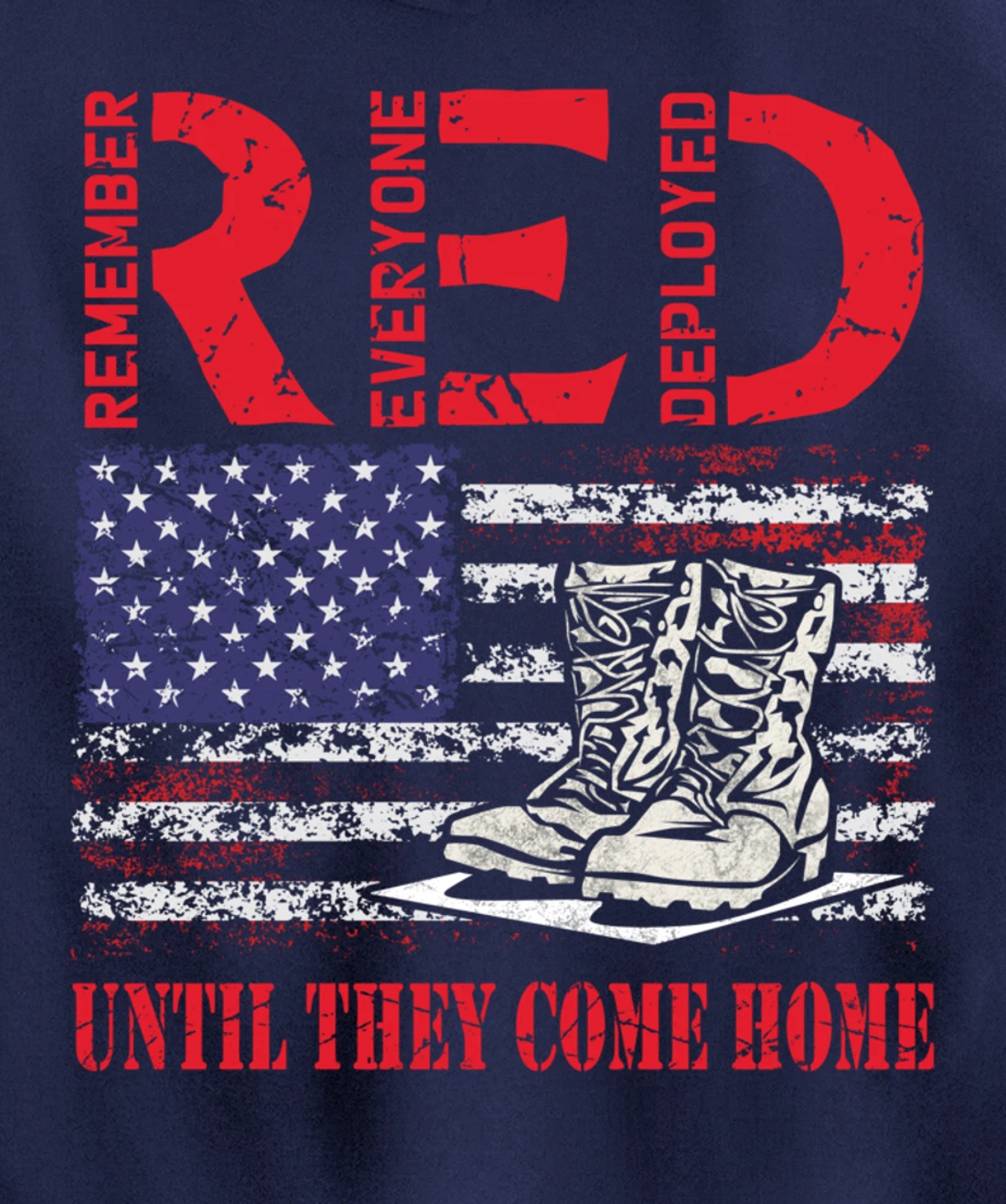 Remember Everyone Deployed RED Friday Veteran Retro USA Flag Pullover Hoodie