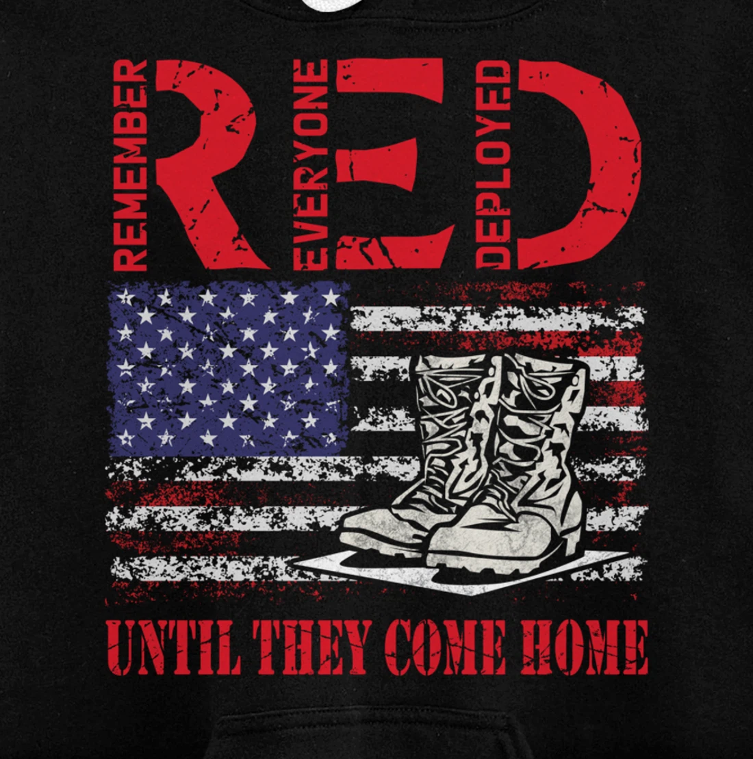 Remember Everyone Deployed RED Friday Veteran Retro USA Flag Pullover Hoodie
