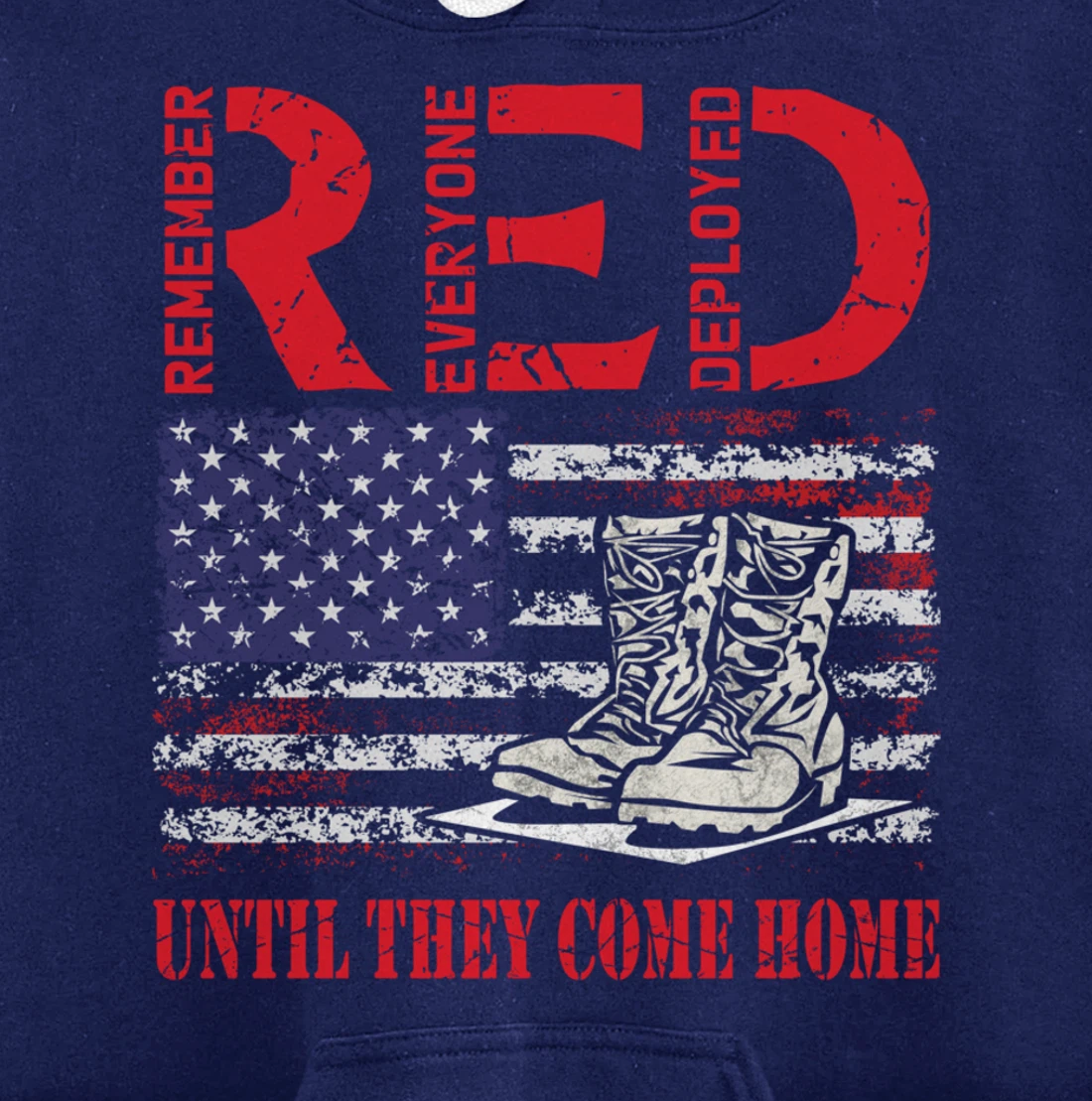 Remember Everyone Deployed RED Friday Veteran Retro USA Flag Pullover Hoodie