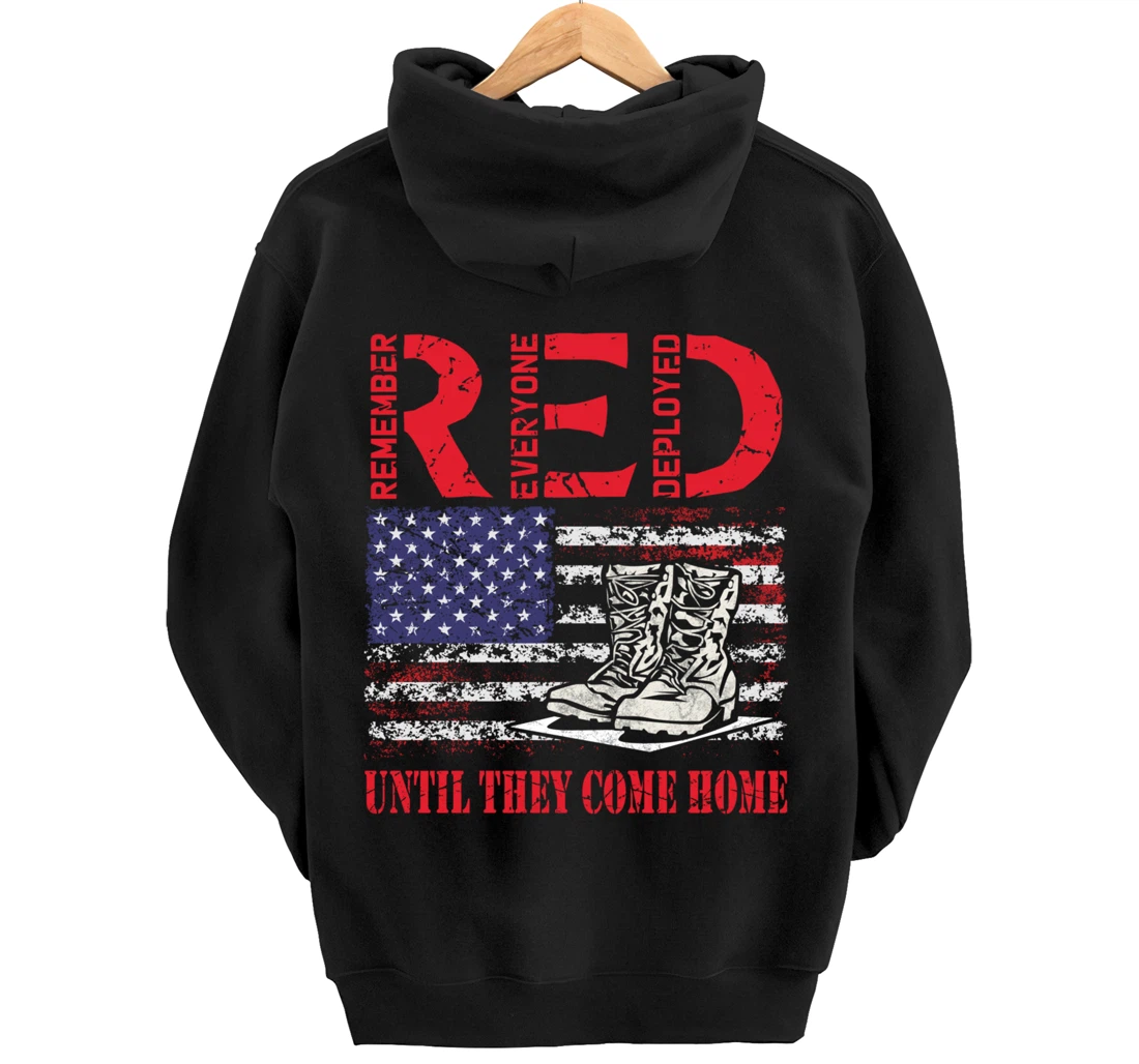 Remember Everyone Deployed RED Friday Veteran Retro USA Flag Pullover Hoodie