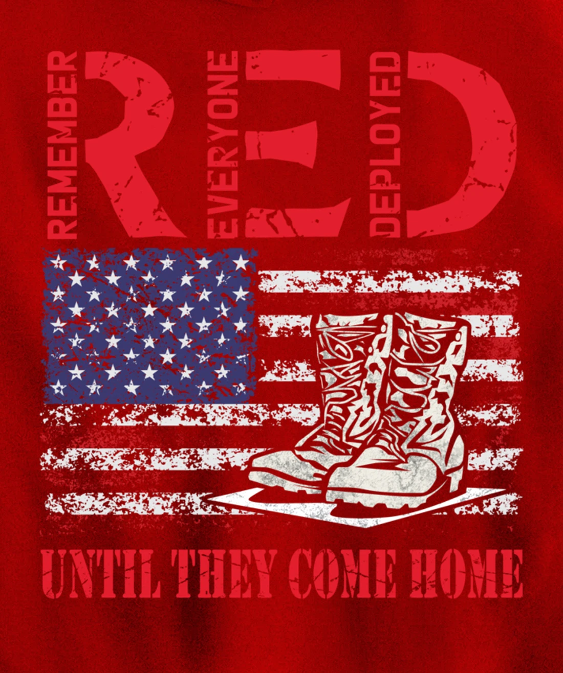 Remember Everyone Deployed RED Friday Veteran Retro USA Flag Pullover Hoodie