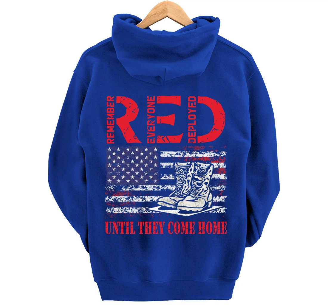 Remember Everyone Deployed RED Friday Veteran Retro USA Flag Pullover Hoodie