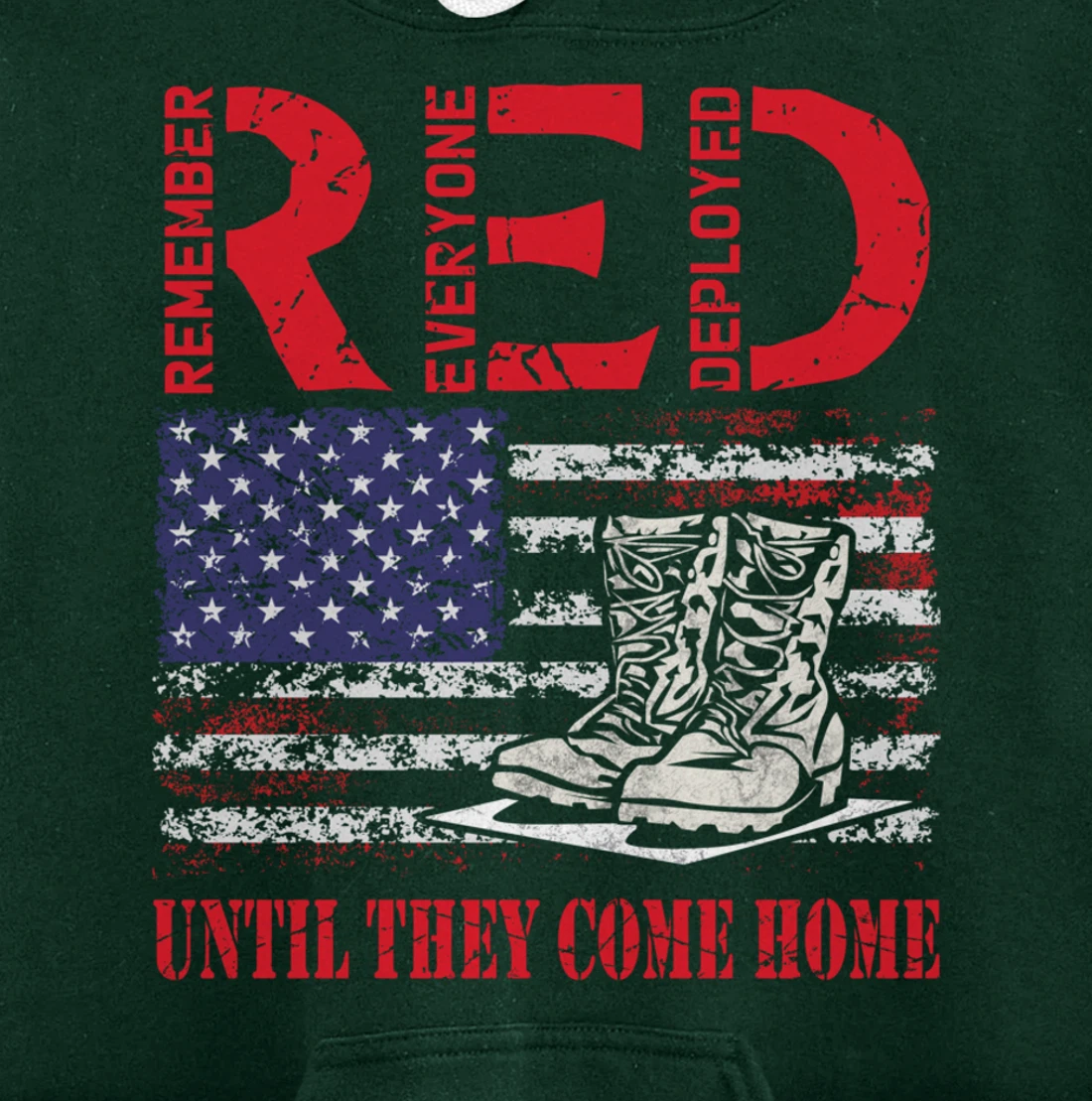 Remember Everyone Deployed RED Friday Veteran Retro USA Flag Pullover Hoodie