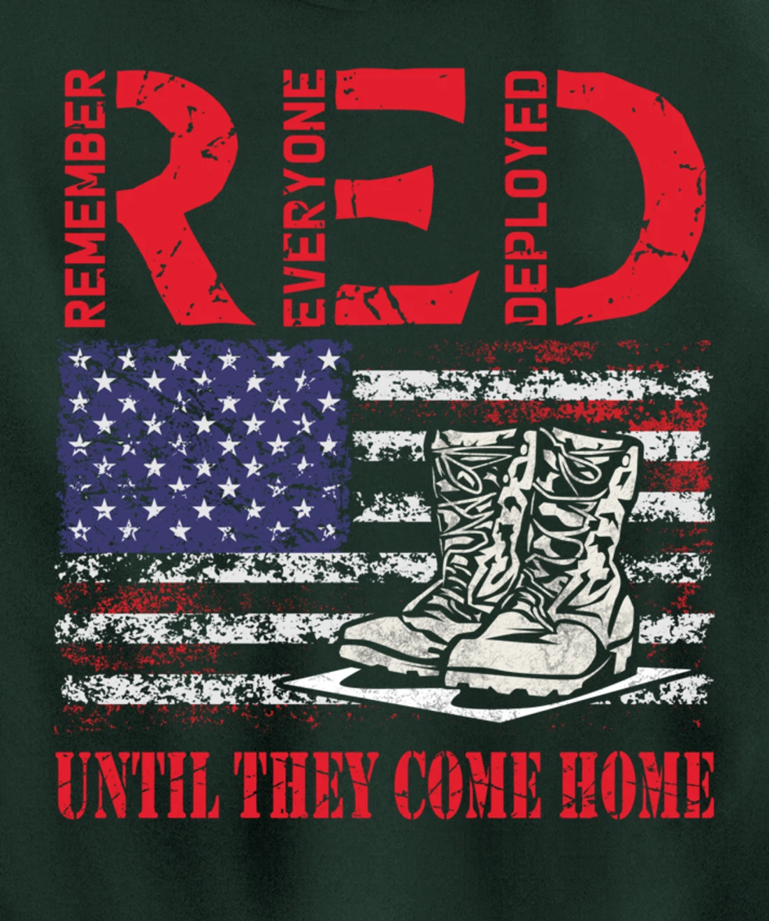 Remember Everyone Deployed RED Friday Veteran Retro USA Flag Pullover Hoodie