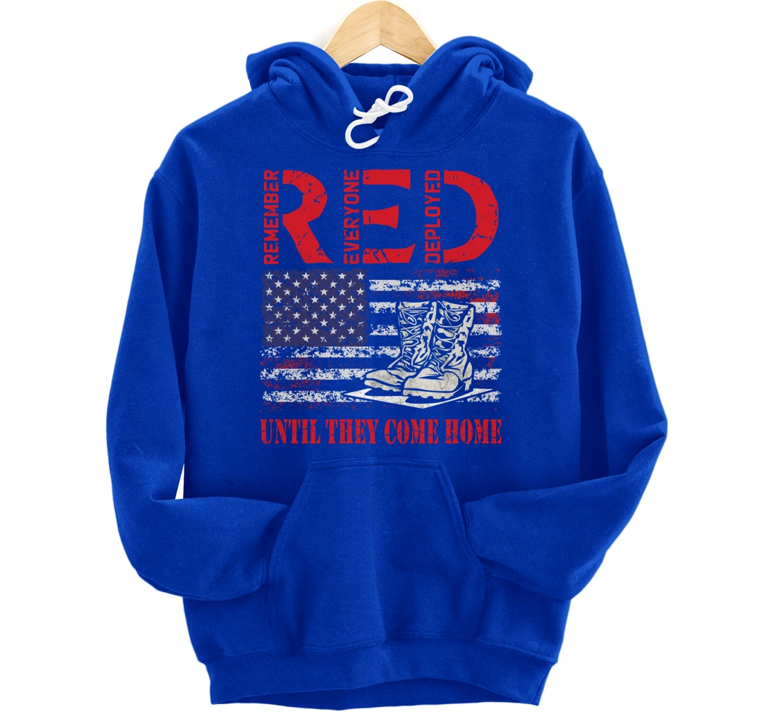 Remember Everyone Deployed RED Friday Veteran Retro USA Flag Pullover Hoodie