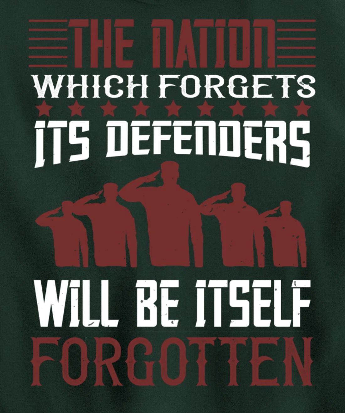Nation Which Forgets, US Flag, US Military, Veteran's Day Pullover Hoodie