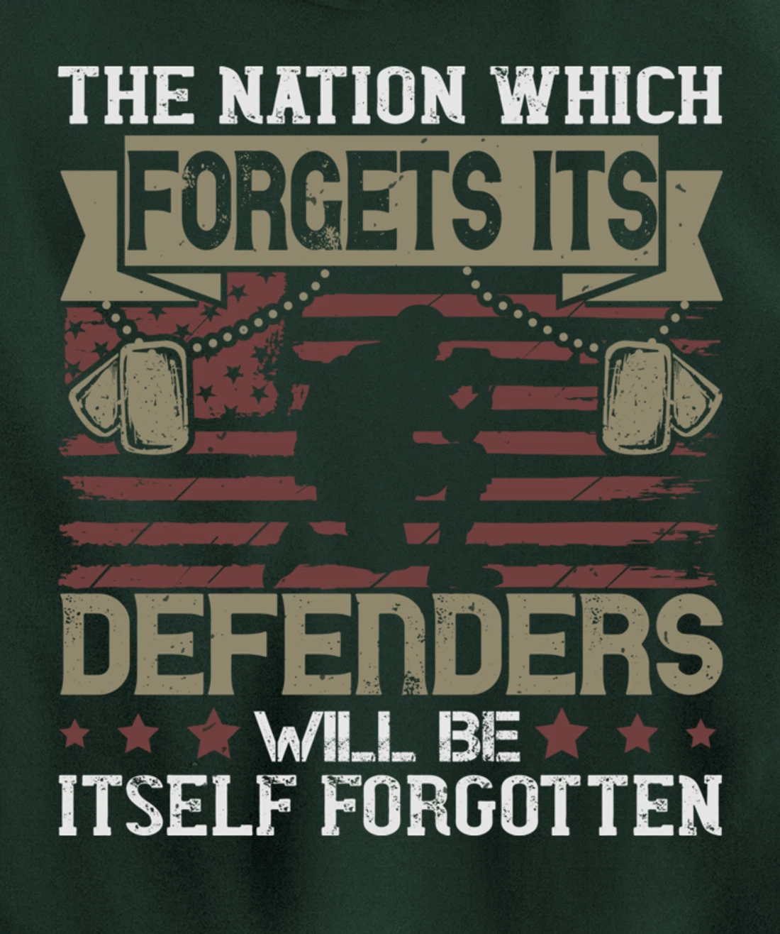 Nation Which Forgets, US Flag, US Military, Veteran's Day Pullover Hoodie