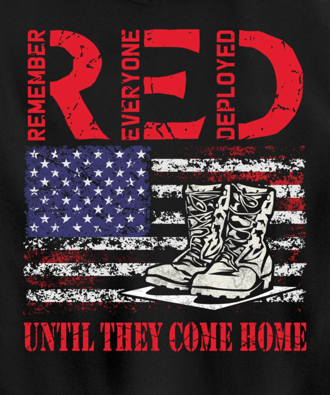 Remember Everyone Deployed RED Friday Veteran Retro USA Flag Pullover Hoodie