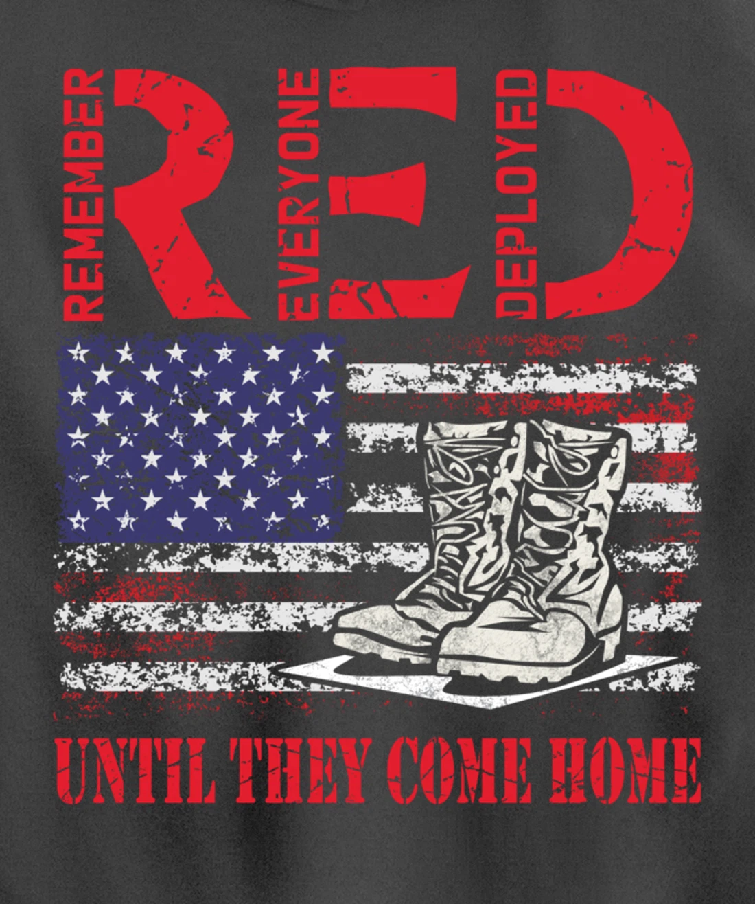 Remember Everyone Deployed RED Friday Veteran Retro USA Flag Pullover Hoodie