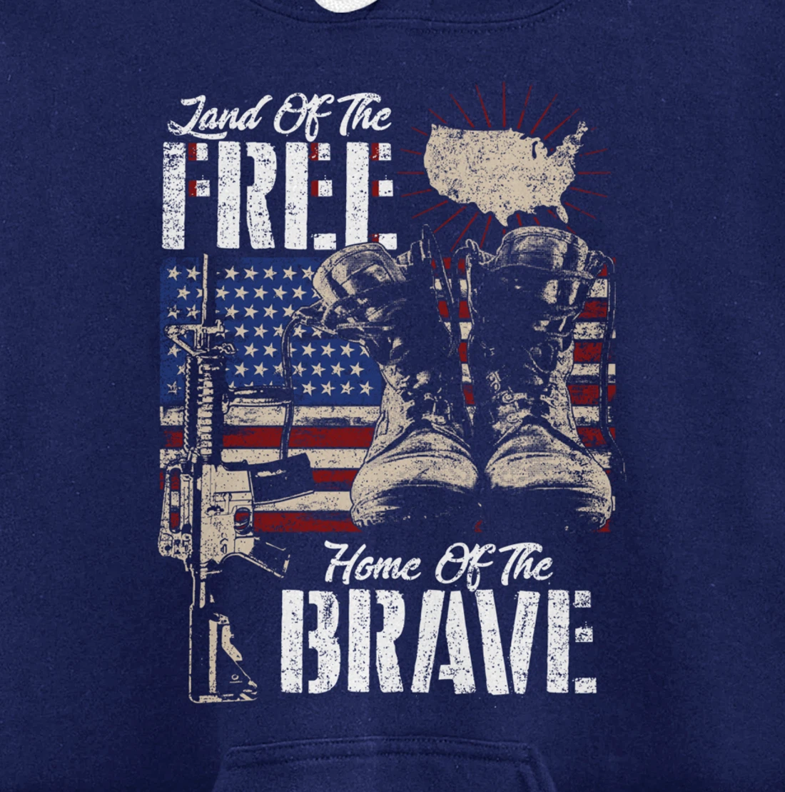 Vintage Land Of The Free Home Of The Brave U.S Army Veteran Pullover Hoodie