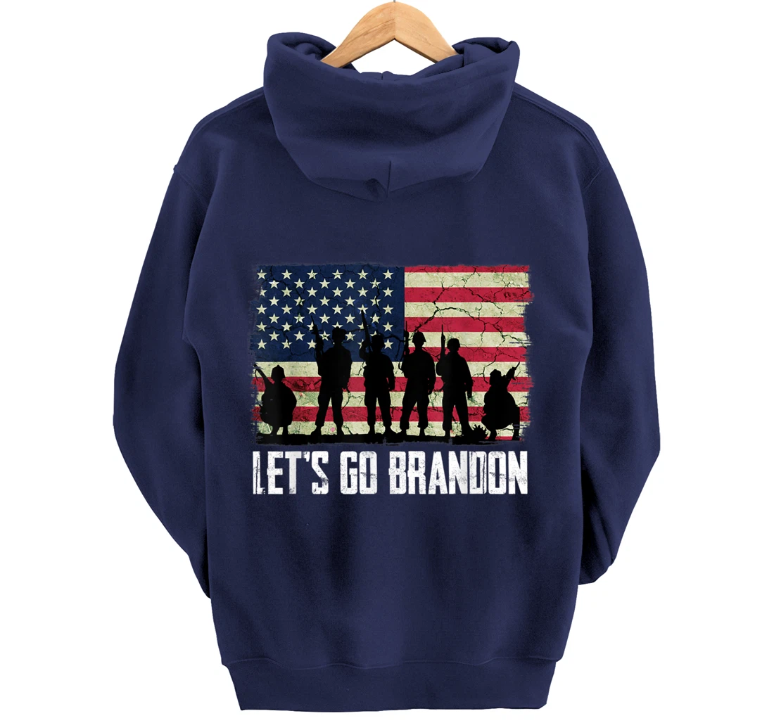 Let’s Go Brandon American flag veterans vintage Pullover Hoodie