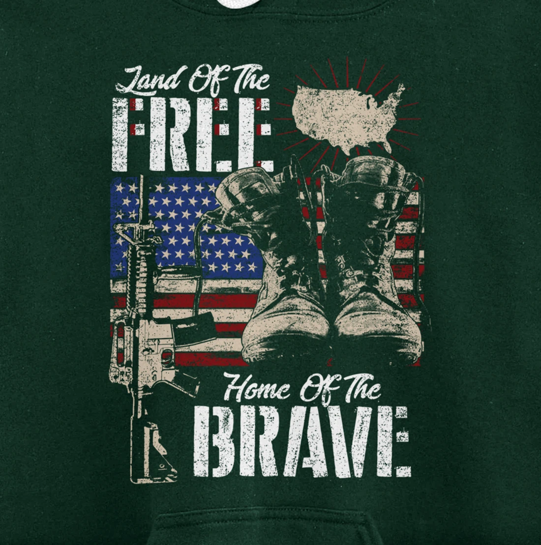Vintage Land Of The Free Home Of The Brave U.S Army Veteran Pullover Hoodie