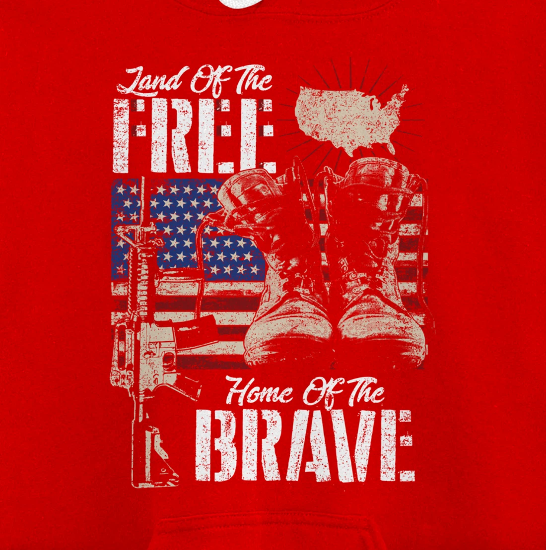 Vintage Land Of The Free Home Of The Brave U.S Army Veteran Pullover Hoodie