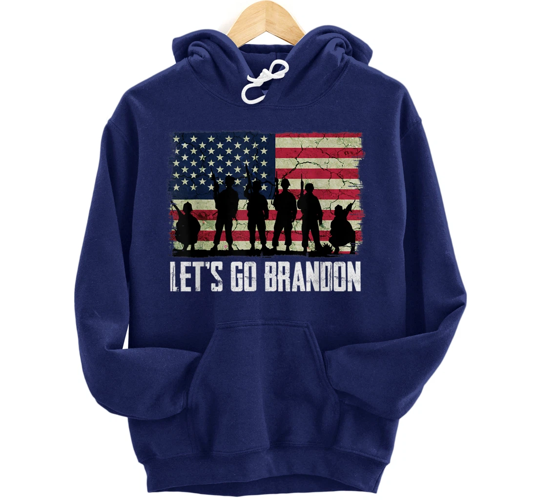 Let’s Go Brandon American flag veterans vintage Pullover Hoodie