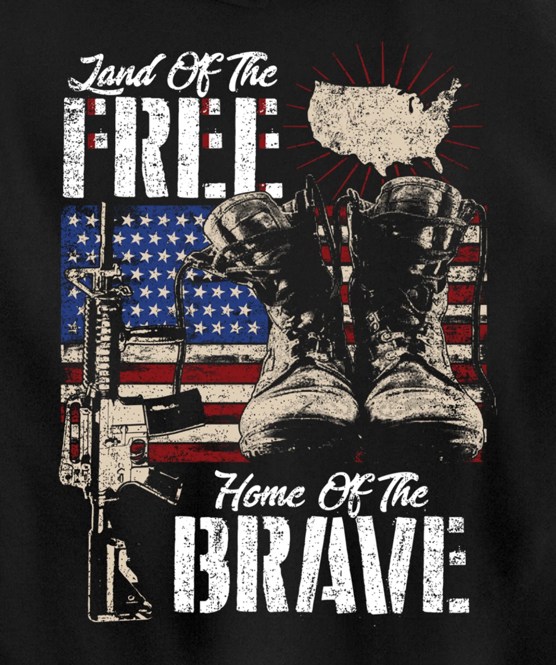 Vintage Land Of The Free Home Of The Brave U.S Army Veteran Pullover Hoodie