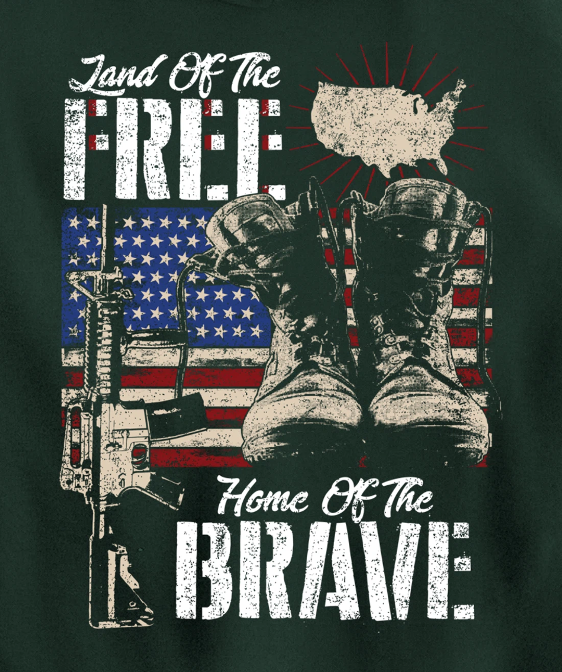 Vintage Land Of The Free Home Of The Brave U.S Army Veteran Pullover Hoodie