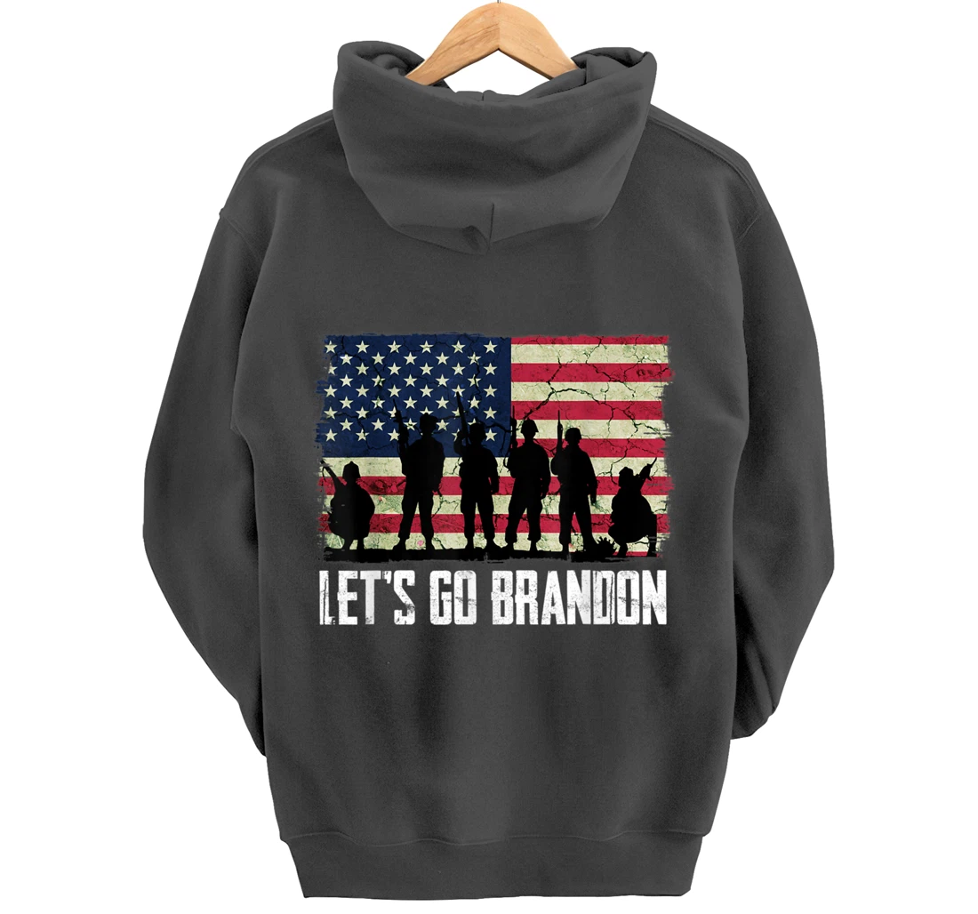 Let’s Go Brandon American flag veterans vintage Pullover Hoodie