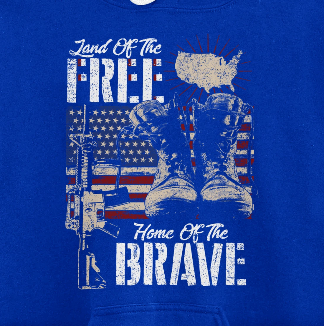 Vintage Land Of The Free Home Of The Brave U.S Army Veteran Pullover Hoodie