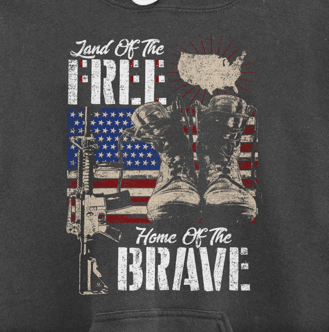 Vintage Land Of The Free Home Of The Brave U.S Army Veteran Pullover Hoodie