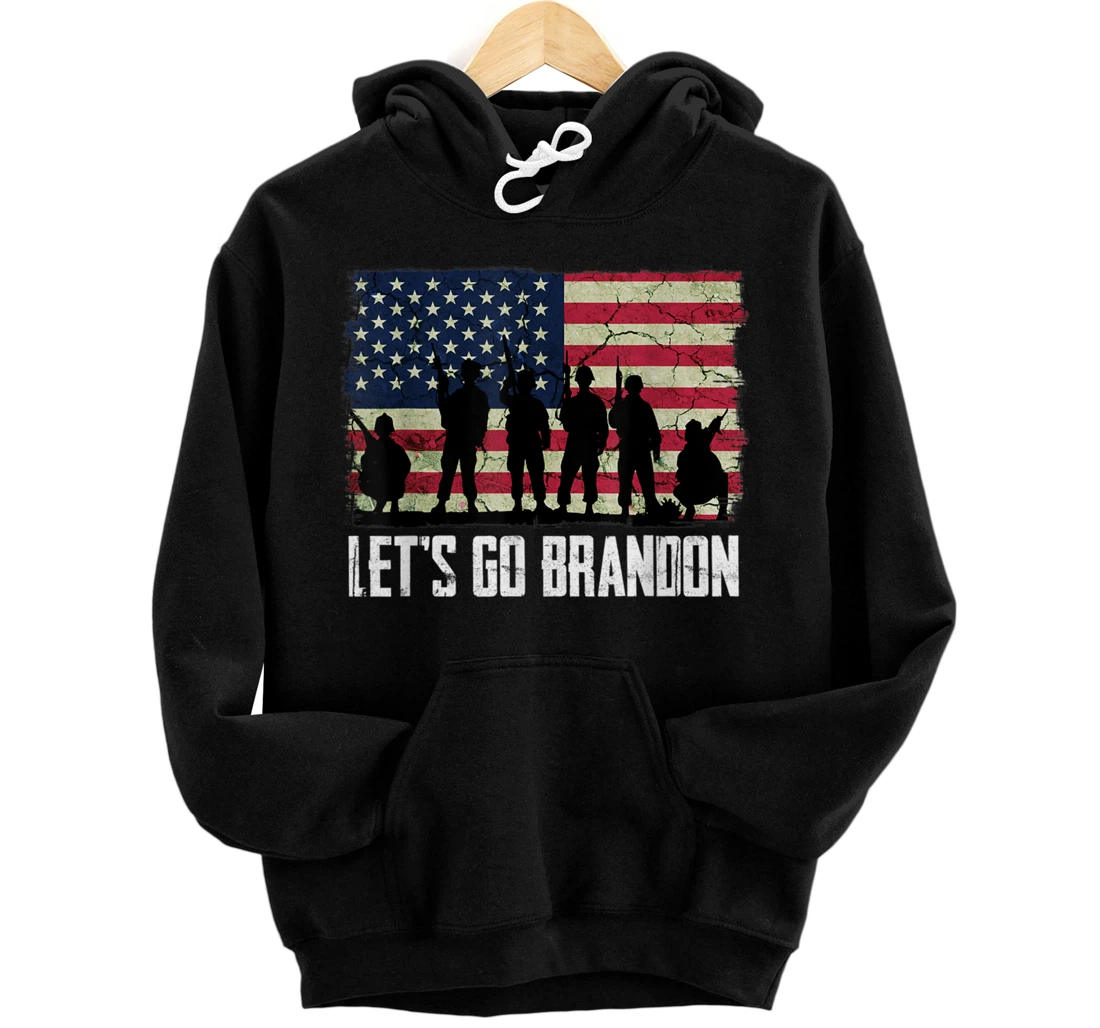 Let’s Go Brandon American flag veterans vintage Pullover Hoodie