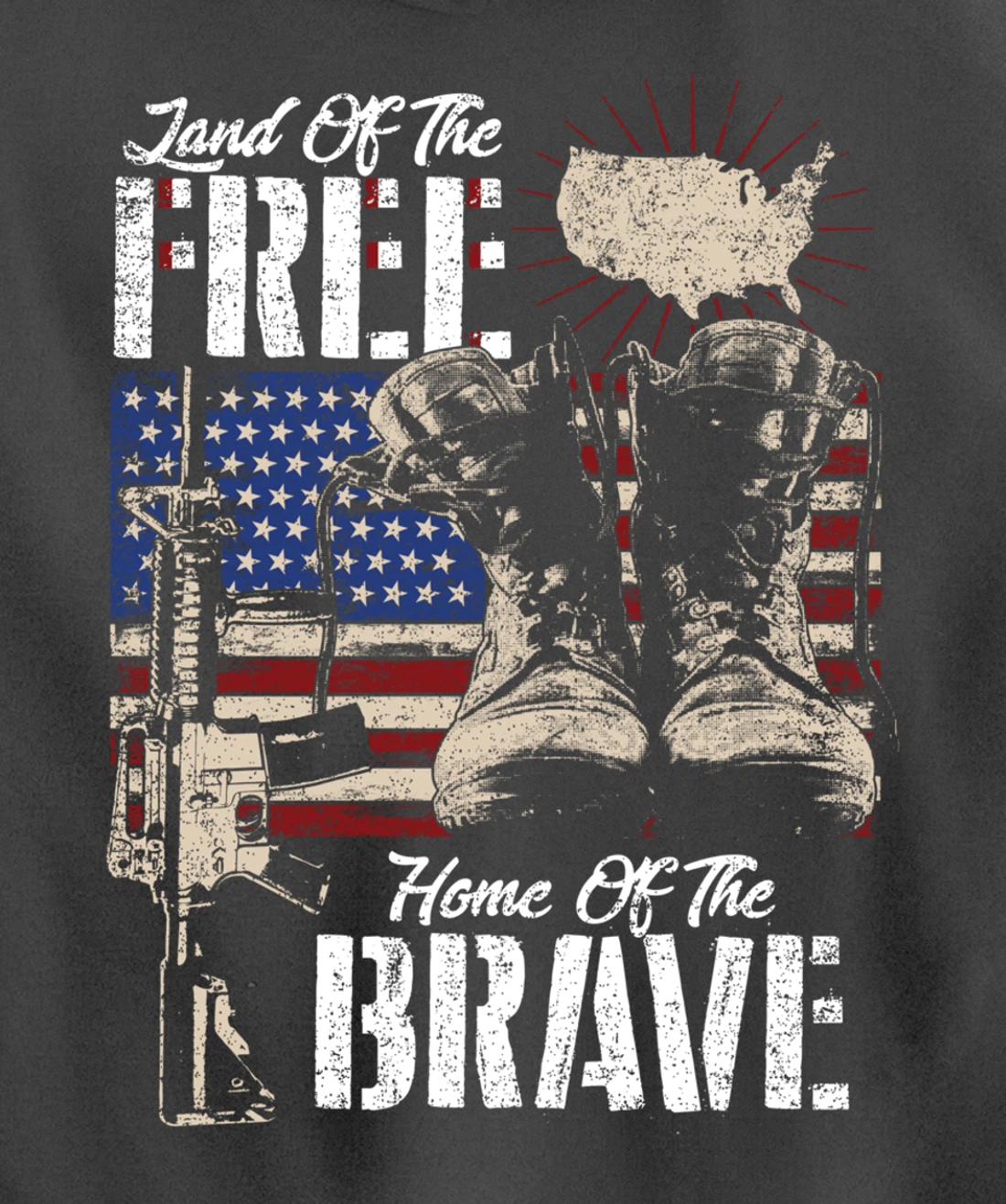 Vintage Land Of The Free Home Of The Brave U.S Army Veteran Pullover Hoodie