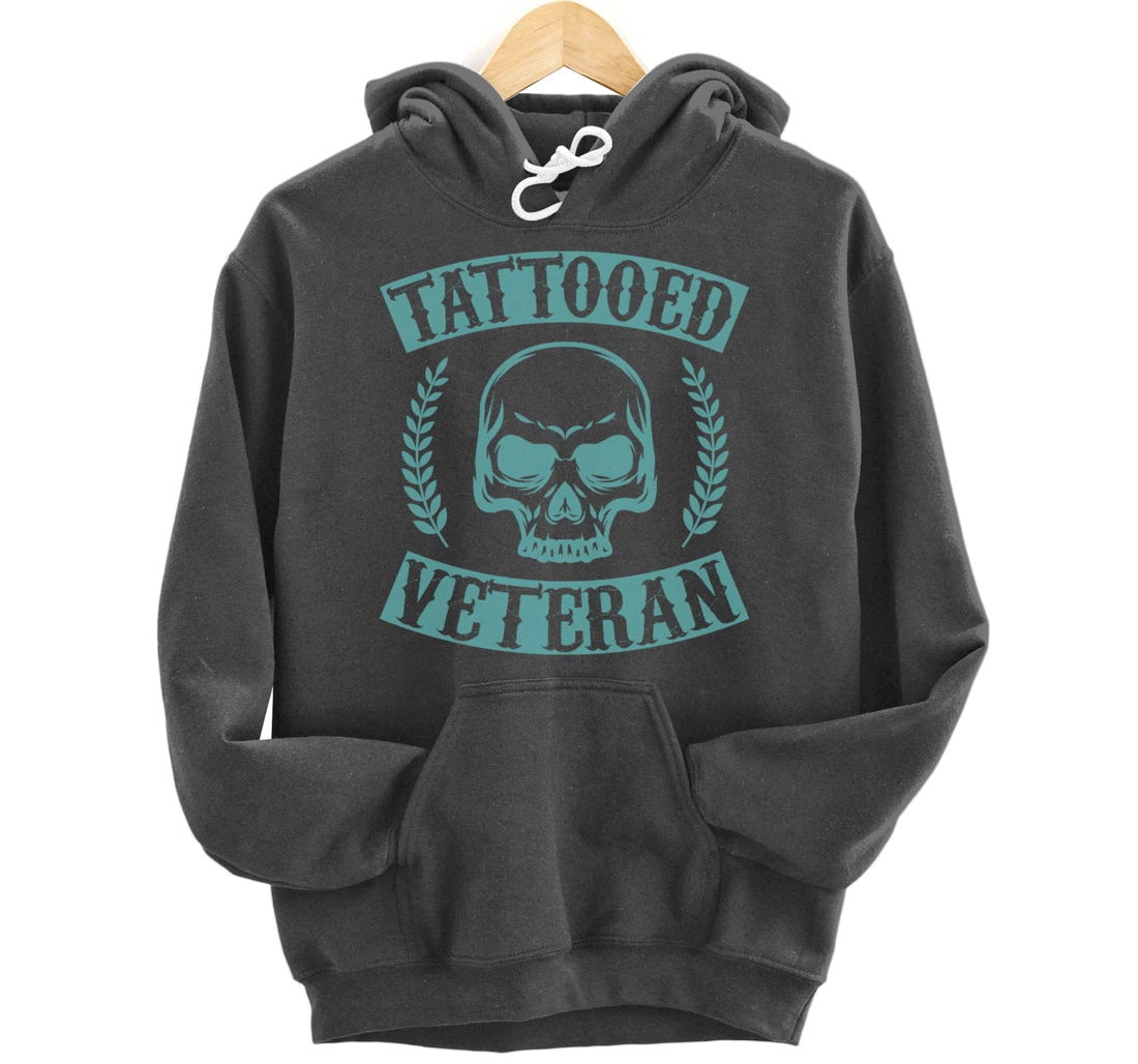 Tattooed Veteran Proud America USA Patriotic Distressed Pullover Hoodie