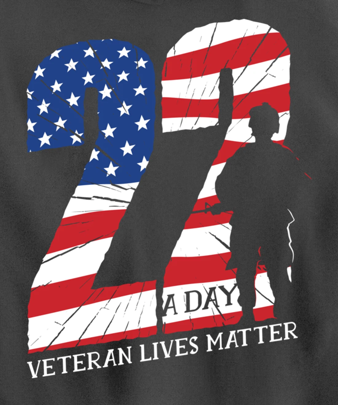 22 A Day, US Flag, Military Service, Happy Veterans Day Pullover Hoodie