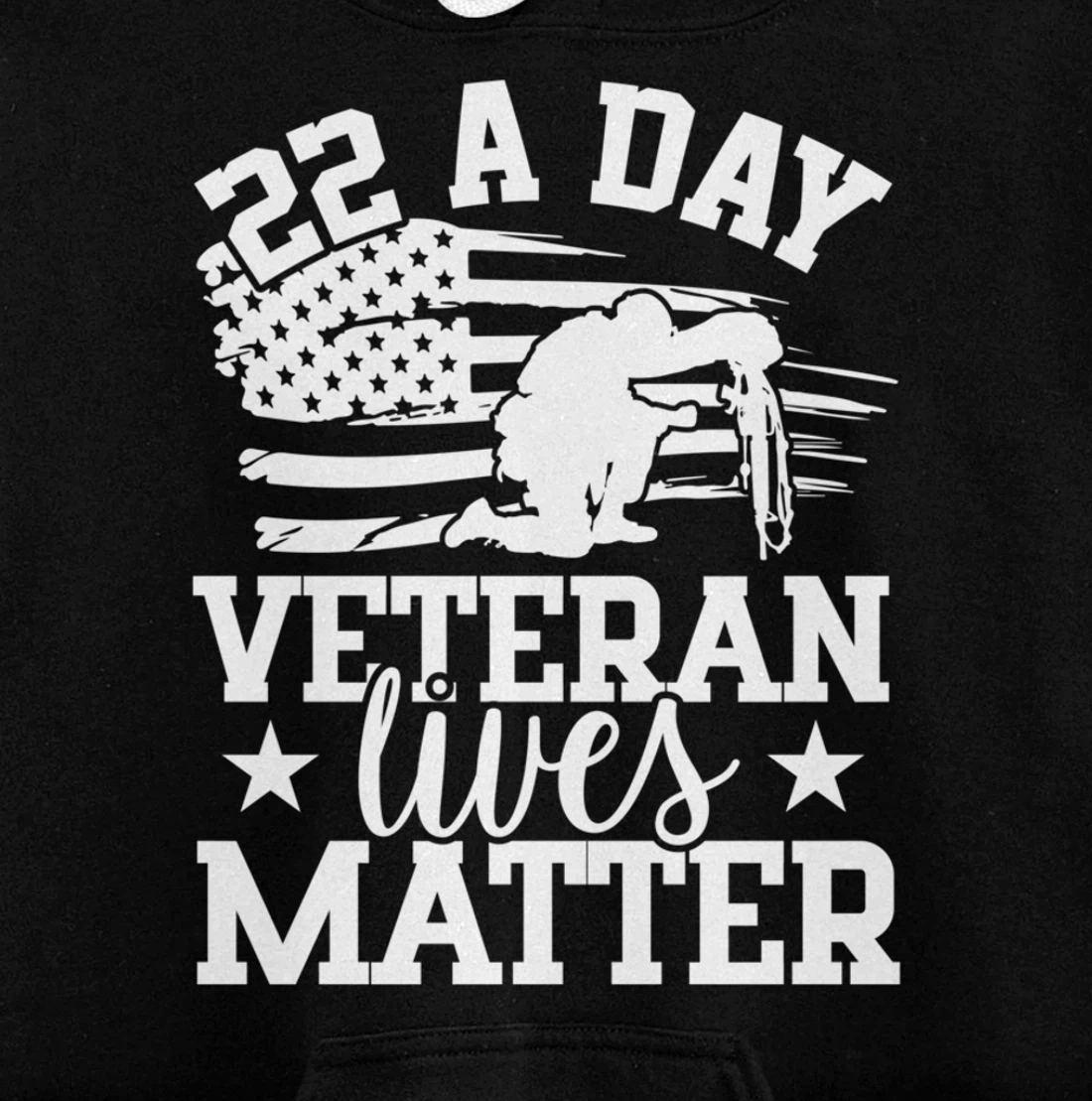 22 A Day, US Flag, Military Service, Happy Veterans Day Pullover Hoodie
