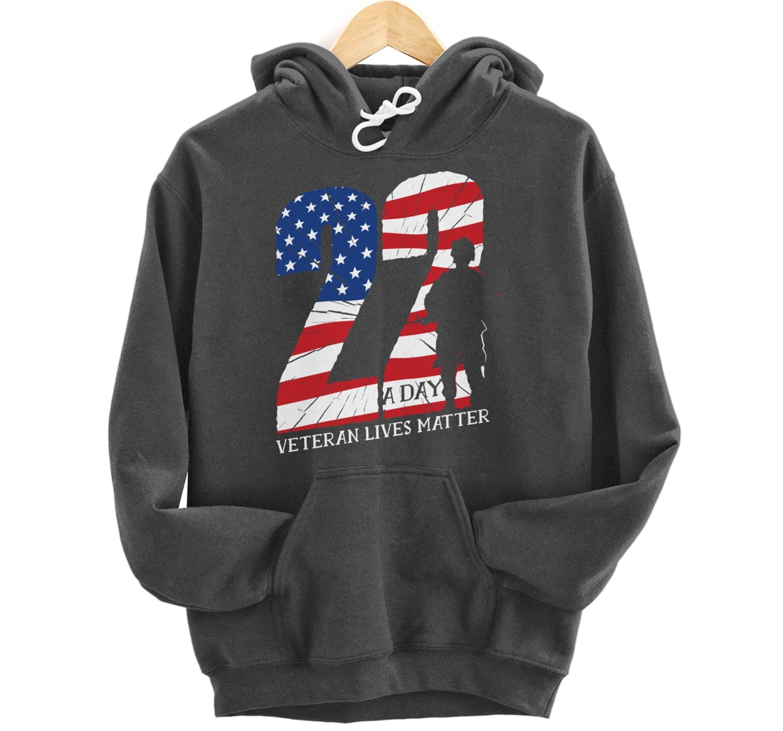 22 A Day, US Flag, Military Service, Happy Veterans Day Pullover Hoodie