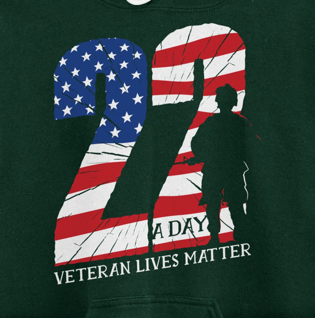 22 A Day, US Flag, Military Service, Happy Veterans Day Pullover Hoodie