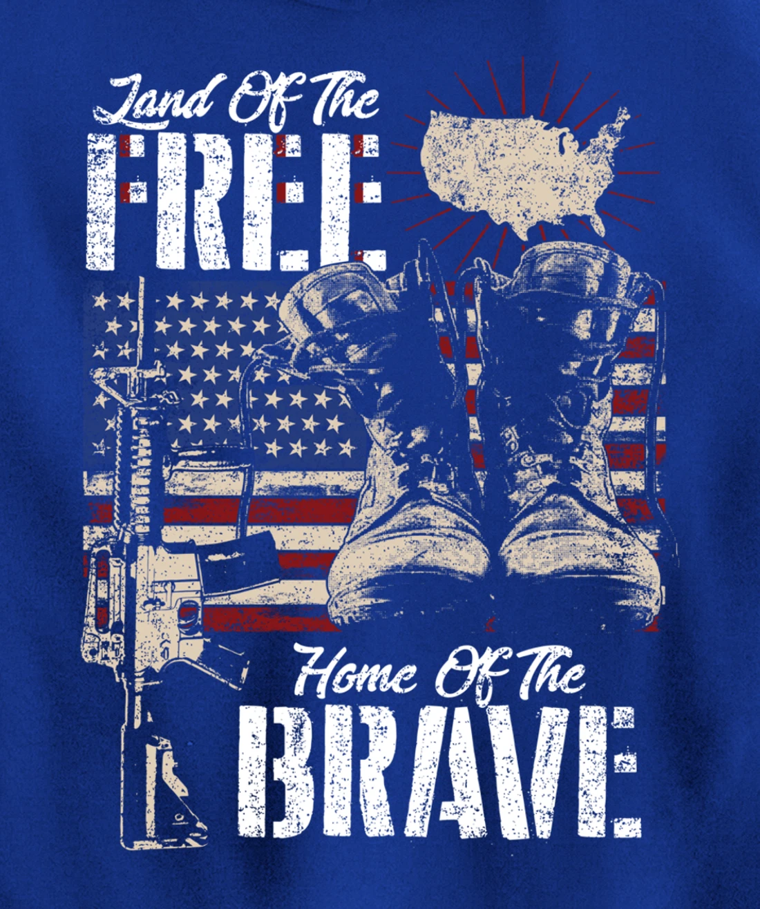Vintage Land Of The Free Home Of The Brave U.S Army Veteran Pullover Hoodie