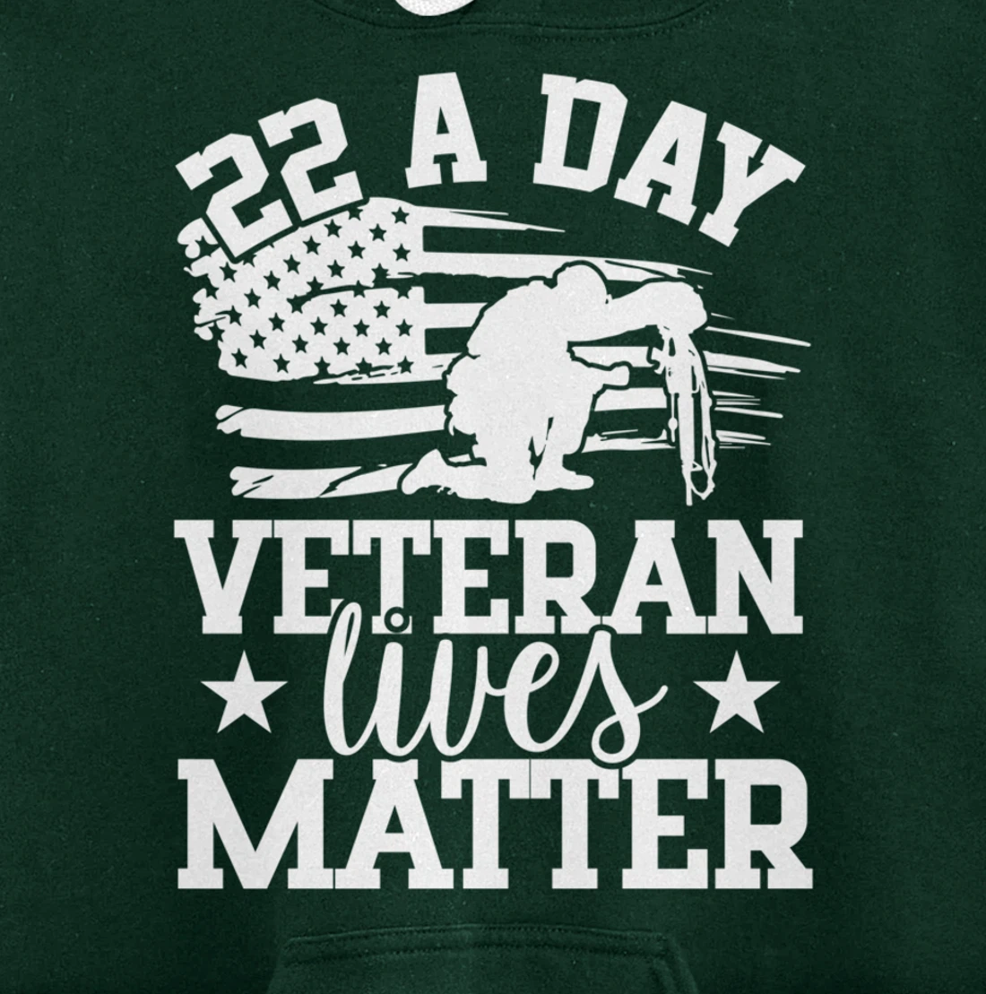 22 A Day, US Flag, Military Service, Happy Veterans Day Pullover Hoodie