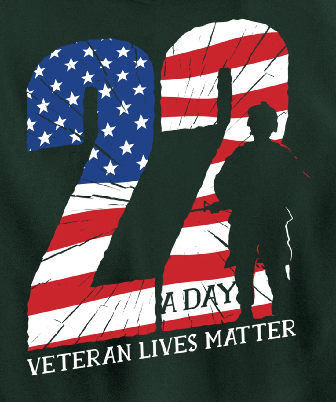 22 A Day, US Flag, Military Service, Happy Veterans Day Pullover Hoodie