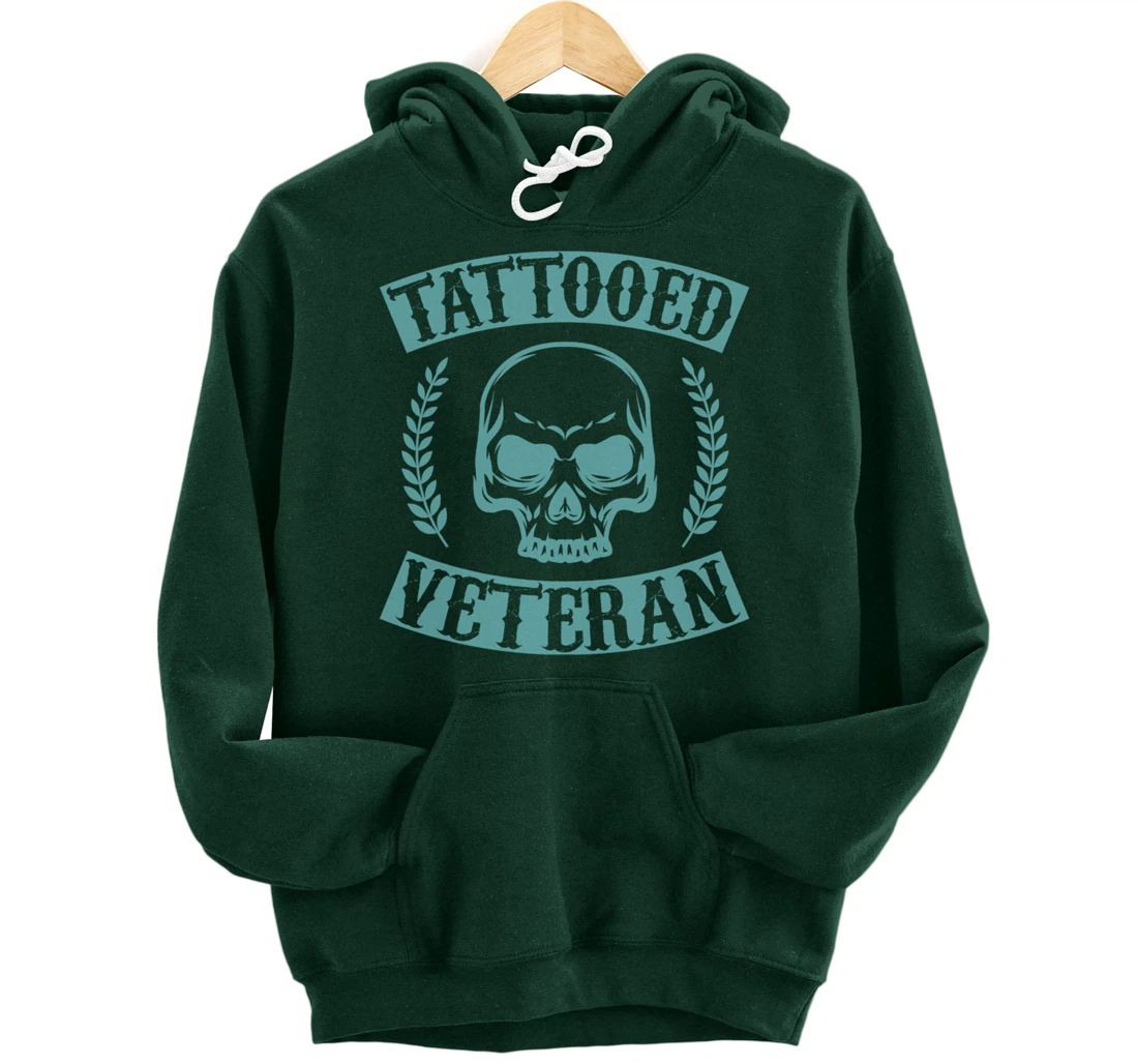 Tattooed Veteran Proud America USA Patriotic Distressed Pullover Hoodie