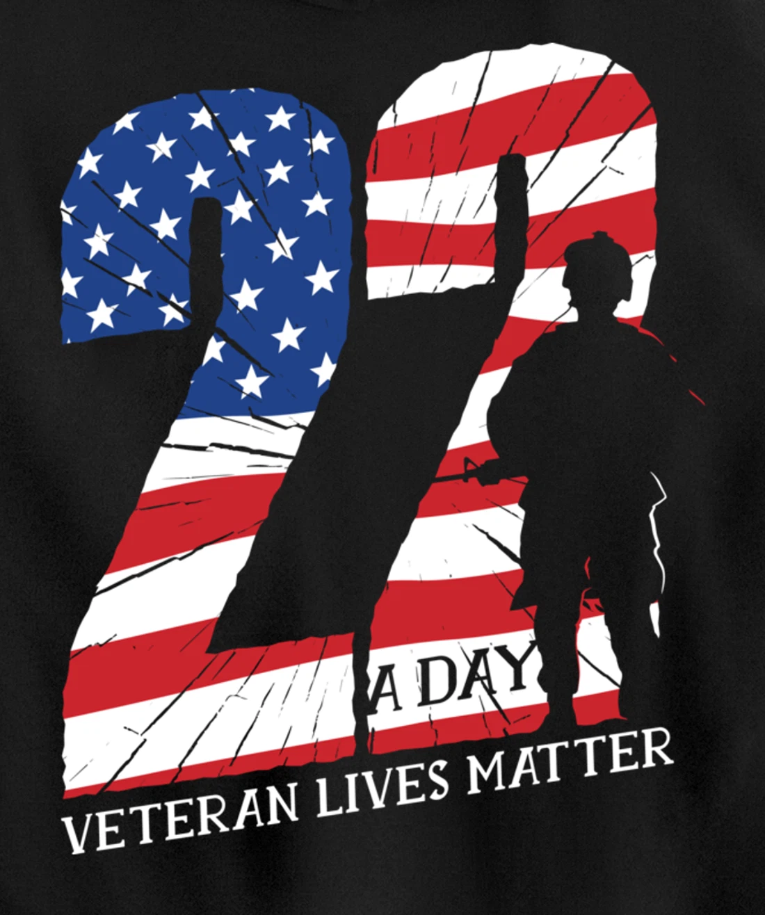 22 A Day, US Flag, Military Service, Happy Veterans Day Pullover Hoodie