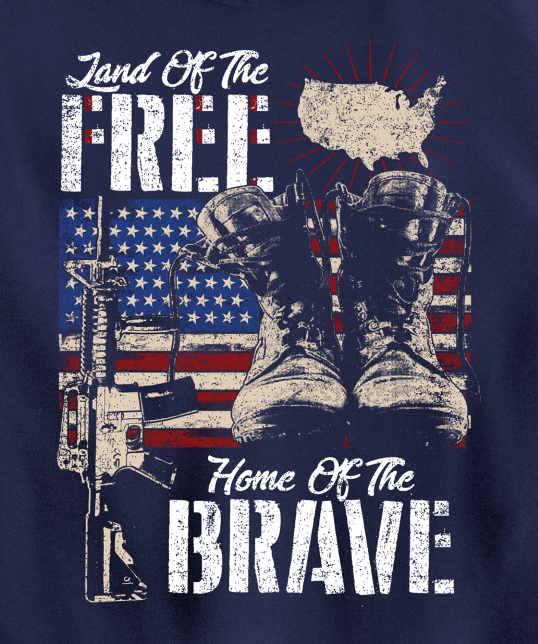 Vintage Land Of The Free Home Of The Brave U.S Army Veteran Pullover Hoodie