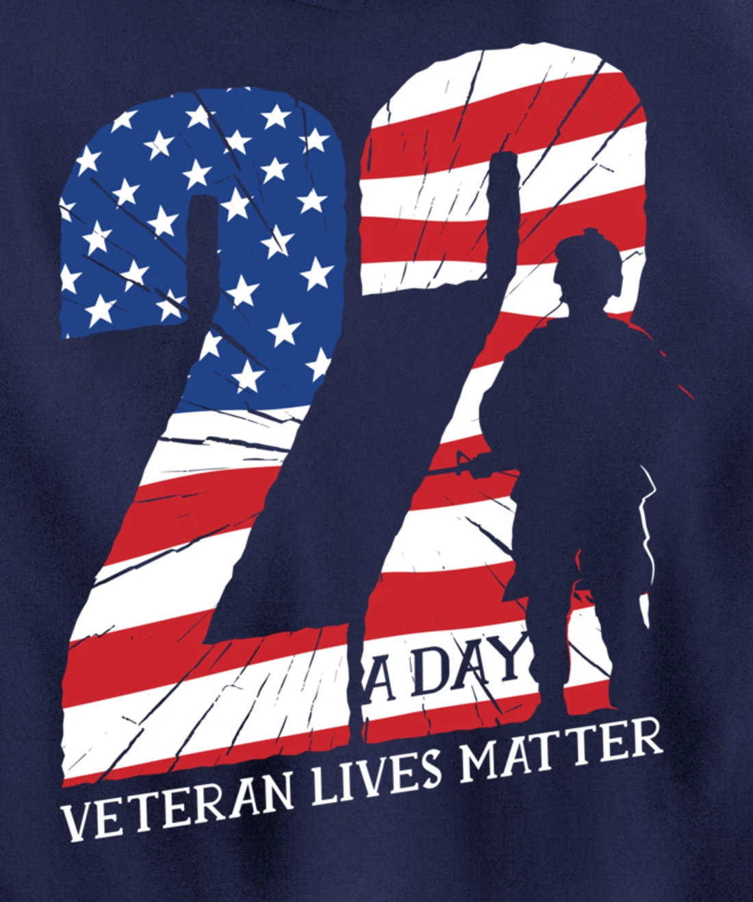 22 A Day, US Flag, Military Service, Happy Veterans Day Pullover Hoodie