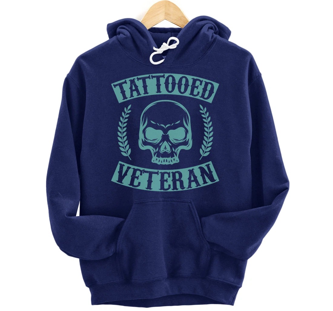 Tattooed Veteran Proud America USA Patriotic Distressed Pullover Hoodie