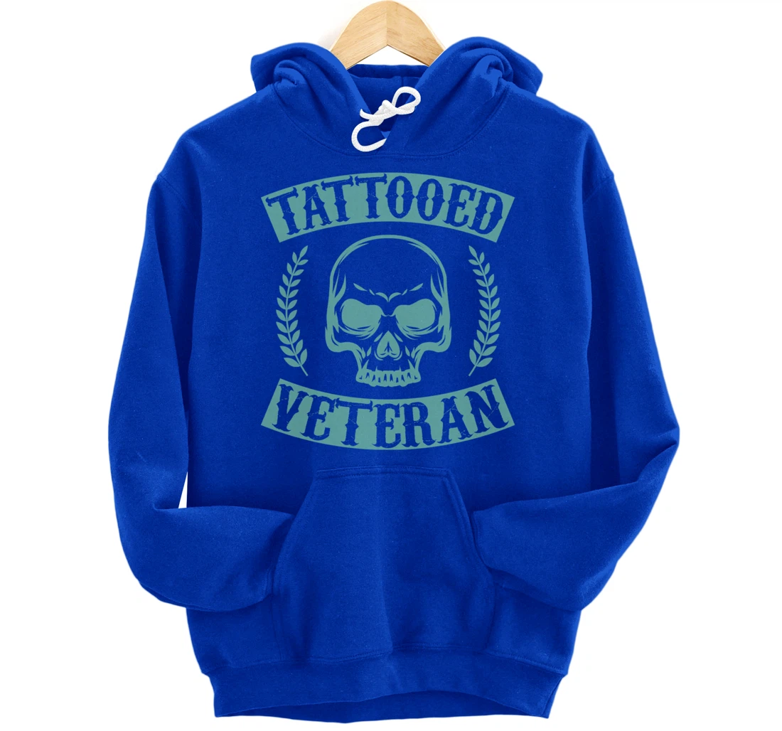 Tattooed Veteran Proud America USA Patriotic Distressed Pullover Hoodie