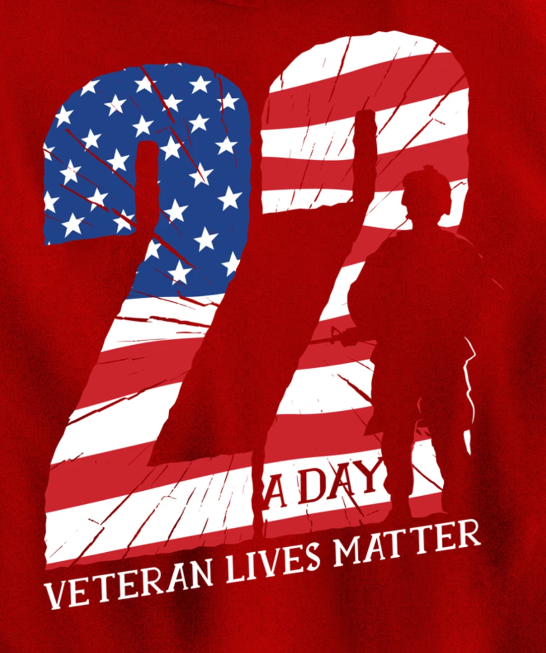 22 A Day, US Flag, Military Service, Happy Veterans Day Pullover Hoodie