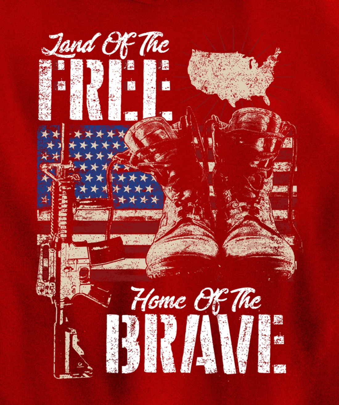 Vintage Land Of The Free Home Of The Brave U.S Army Veteran Pullover Hoodie