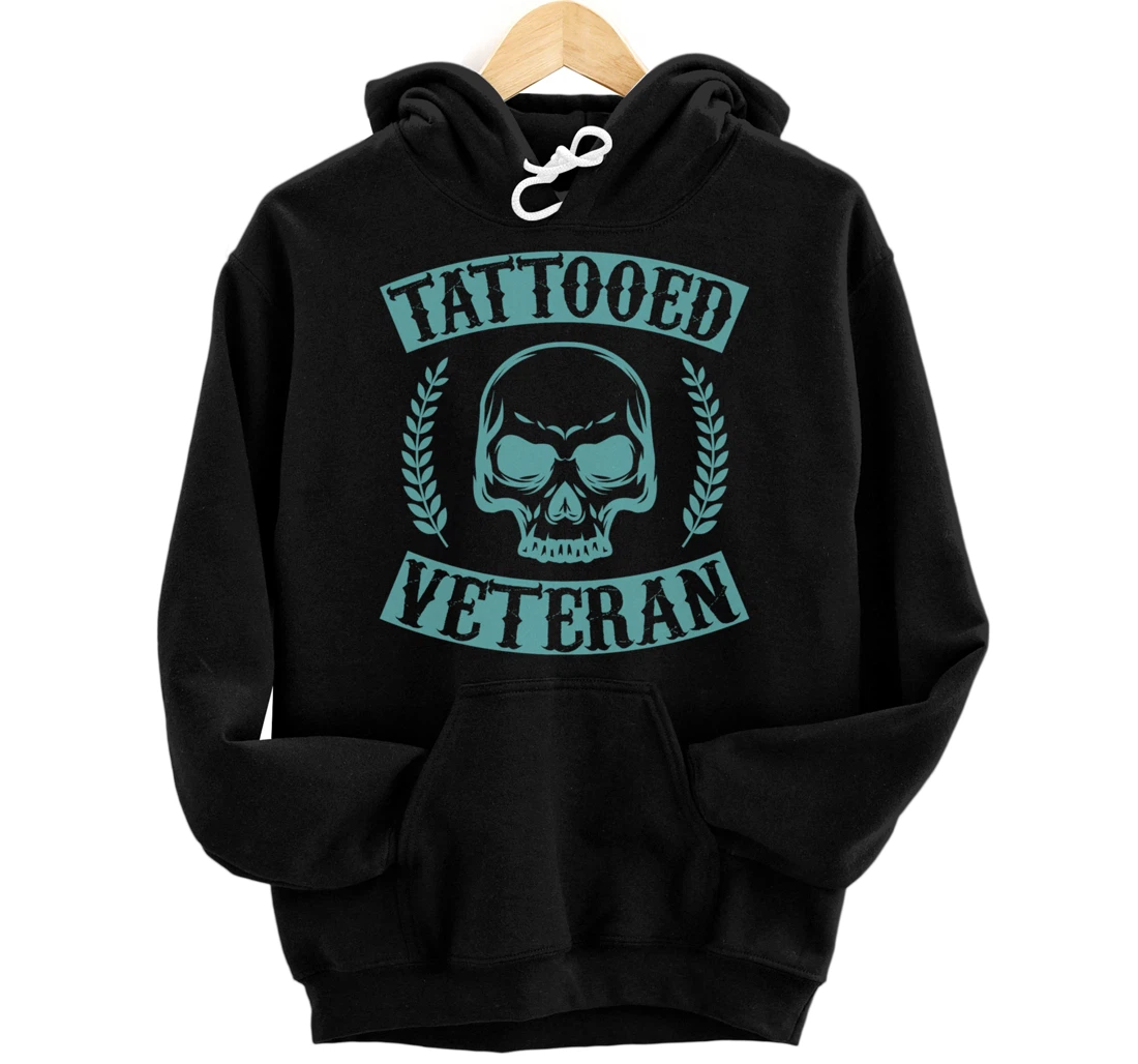 Tattooed Veteran Proud America USA Patriotic Distressed Pullover Hoodie